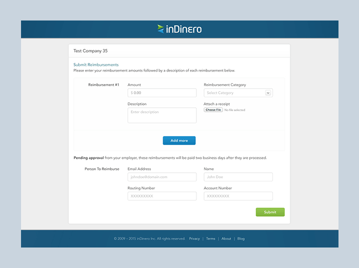 inDinero reimbursement submission overview