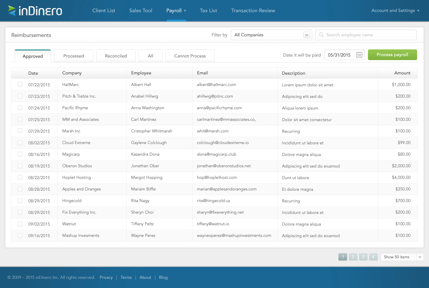 Operations processing screen