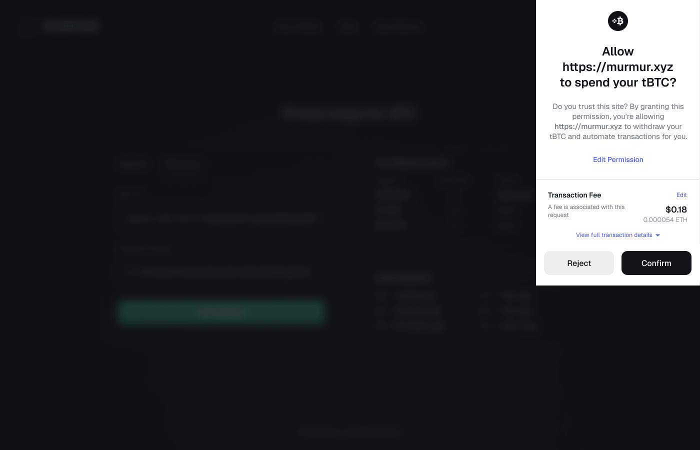 Murmur confirm withdraw