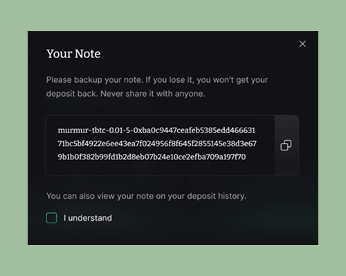 Murmur note safeguard screen