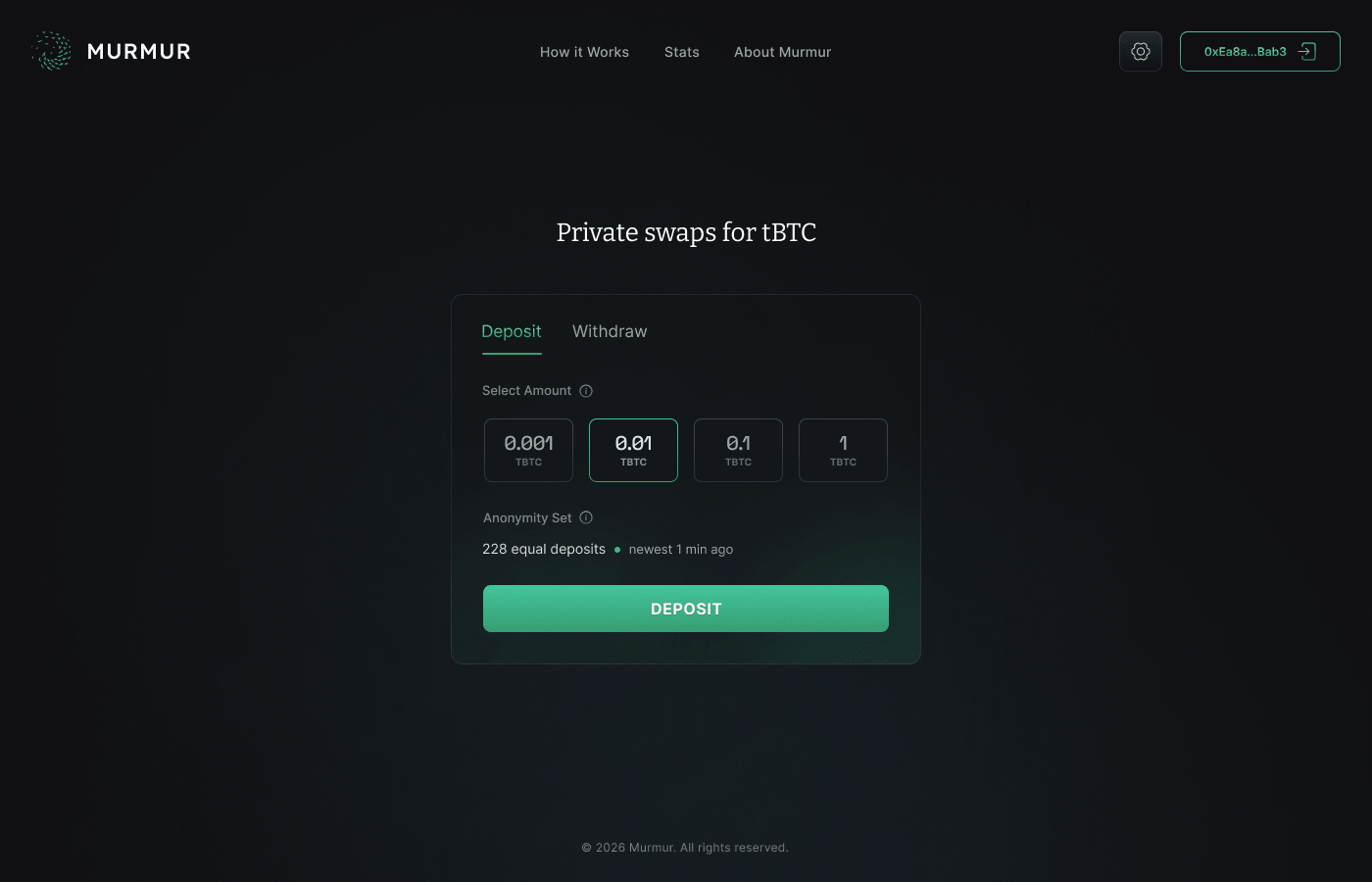 Murmur wallet connected