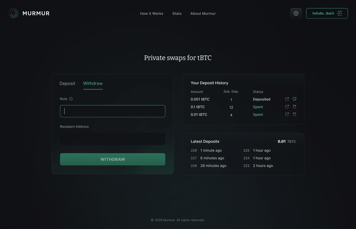 Murmur withdraw form